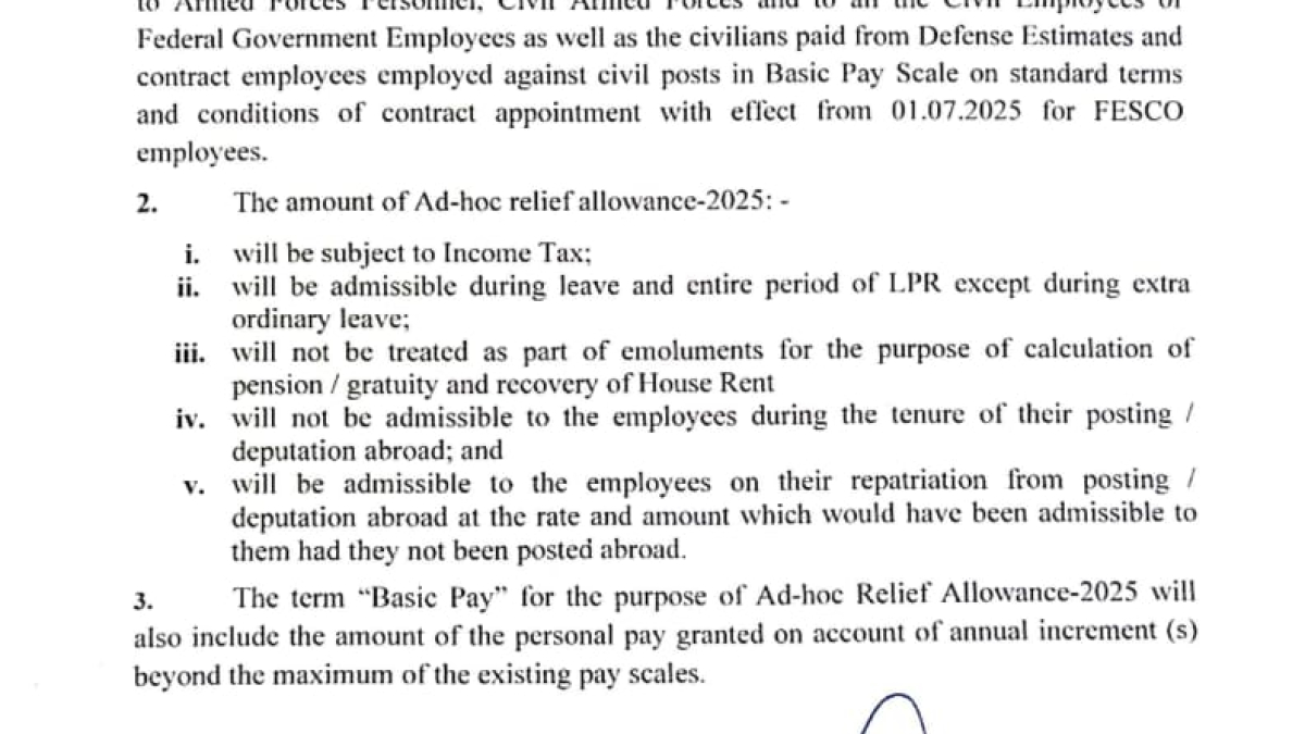 FESCO 10% Adhoc Relief