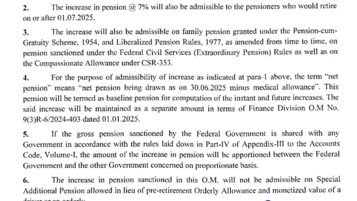 FESCO 7% increase in pension